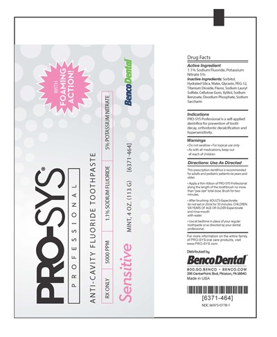 Tube (Pm5919 Rev000 25 Bb Pkg Pro Sys Sensitive Fluoride Toothpaste Rx 6371 464 Tube)